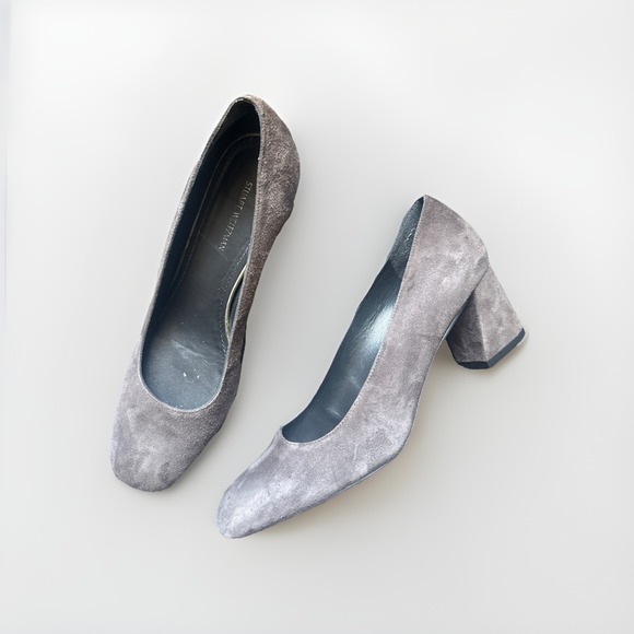 Stuart Weitzman Shoes - Stuart Weitzman Marmid Kitten Block Heel Gray Suede Size 8.5 Office Corporate